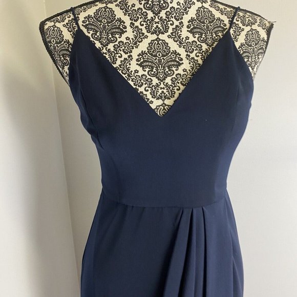 Shona Joy navy mock wrap dress size 6 - Picture 6 of 12